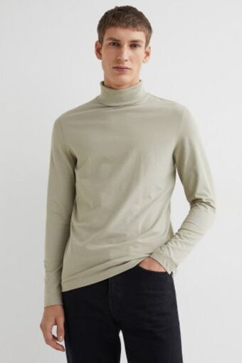H&M Playera cuello alto slim fit oferta