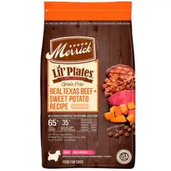 Petco Merrick lil' plates alimento natural para perro adulto raza pequeña receta res y camote, 5.4 kg oferta