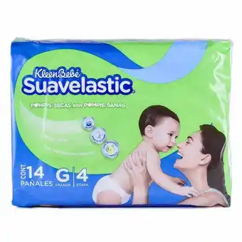 Pañales kleenbebé suavelastic con 14 pañales etapa 4
