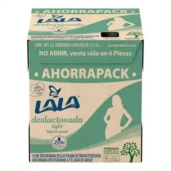Leche lala deslactosada light baja en grasa 6 piezas de 1 lt c/u