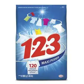 Detergente en polvo 1-2-3 para ropa blanca 900g