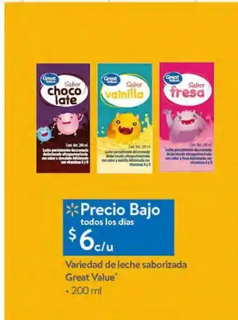 Walmart Leche saborizada great value 200ml oferta