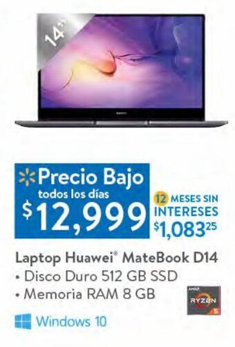 Walmart Laptop huawei matebook d14 oferta