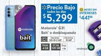 Walmart Motorola g31 bait o desbloqueado oferta