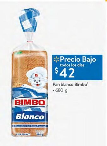 Walmart Pan blanco bimbo 680g oferta