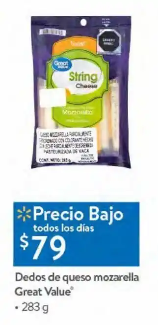 Walmart Dedos de queso mozarella great value 283g oferta