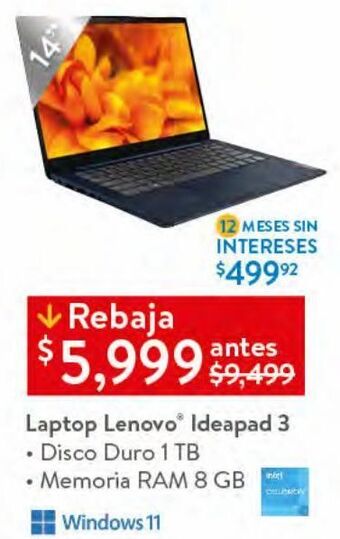 Walmart Laptop lenovo ideapad 3 oferta