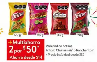 Variedad de botana fritos, churrumais o rancheritos