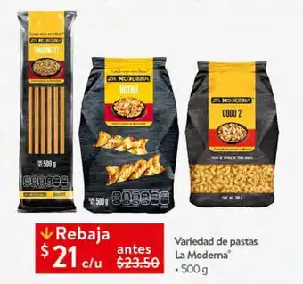 Walmart Variedad de pasta la moderna 500g oferta