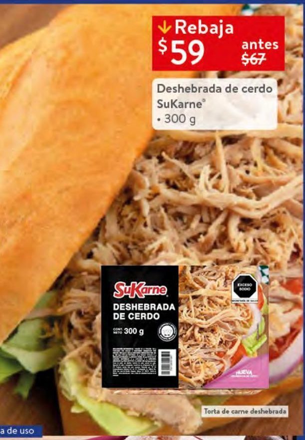 Walmart Deshebrada de cerdo sukarne 300g oferta