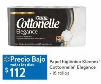 Walmart Papel higiénico kleenex cottonnelle elegance 16 rollos oferta