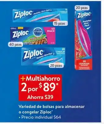 Bolsas para almacenar o congelar ziploc