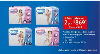 Walmart Pañales desechables huggies oferta