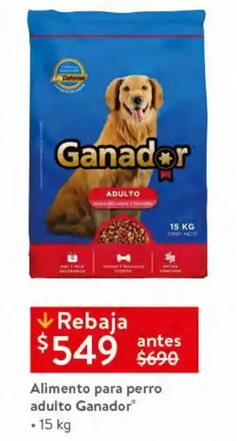 Walmart Alimento para perro adulto ganador 15kg oferta
