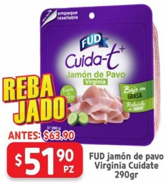 HEB Fud Jamón de Pavo Virginia Cuidate 290g oferta