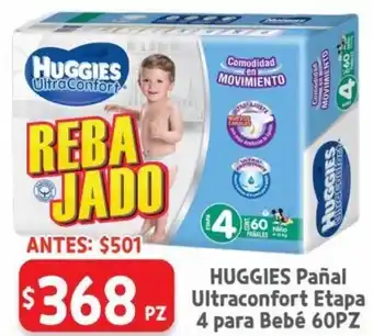 Huggies Pañal Ultraconfort Etapa 4 para Bebé 60 pz