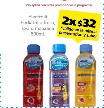 Farmacia San Pablo Electrolit pediátrico fresa, uva o manzana oferta