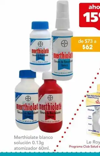 Merthiolate blanco solución 0.13g atomizador 60ml.