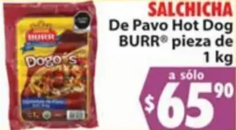 Salchicha de Pavo Hot Dog Burr 1kg