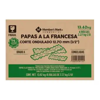 Sam's Club Papas a la francesa member's mark corte ondulado 13.62 kg oferta