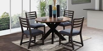 Muebles Dico Comedor redondo 4 sillas barrotes samoa gris oferta