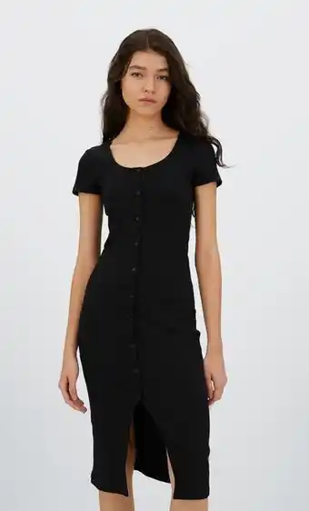 Stradivarius Vestido canalé botones oferta