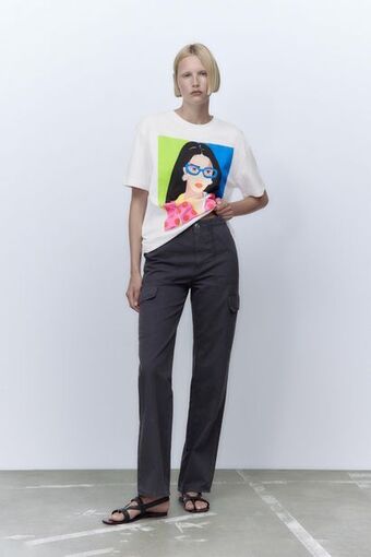 ZARA Camiseta estampación chica oferta