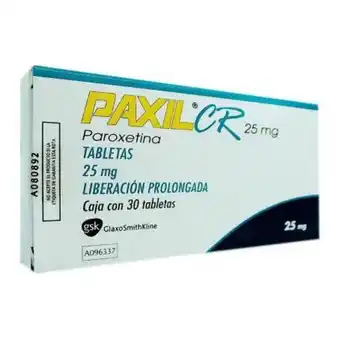 Paxil cr 25 mg 30 tabletas
