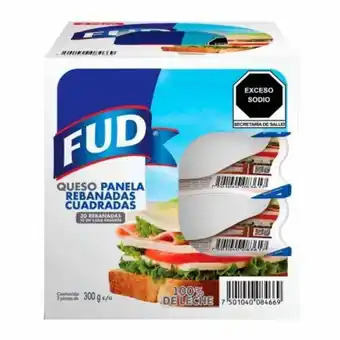Queso panela fud rebanadas cuadradas 900 gr