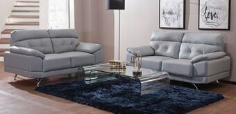 Muebles Dico Sala 2 love seat de piel san marino gris claro oferta
