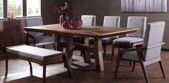 Muebles Dico Comedor rectangular kansas con 3 sillas, 2 sillones y banca gris oferta