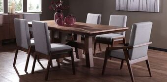 Muebles Dico Comedor rectangular kansas con 4 sillas y 2 sillones gris oferta