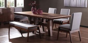 Muebles Dico Comedor rectangular kansas con 4 sillas y banca gris oferta
