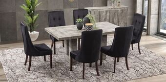 Muebles Dico Comedor rectangular luxor con 6 sillas de terciopelo negro oferta
