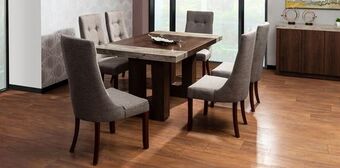 Muebles Dico Comedor rectangular luxor 160 cm con 6 sillas café oferta