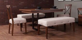 Muebles Dico Comedor rectangular barret teka con 2 bancas y 2 sillas oferta