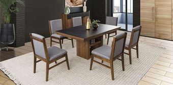 Muebles Dico Comedor rectangular leiden negro con 6 sillas gris oferta