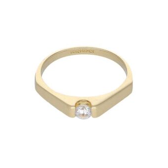 Nacional Monte de Piedad Anillo diseño especial con circonia en oro amarillo 14 kilates. oferta