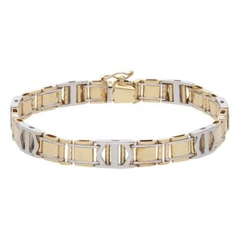 Nacional Monte de Piedad Pulsera eslabón combinado articulado en oro dos tonos 14 kilates. oferta