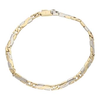 Nacional Monte de Piedad Pulsera eslabón articulado combinado en oro dos tonos 14 kilates. oferta