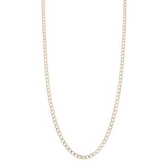 Nacional Monte de Piedad Collar eslabón barbado platinado en oro amarillo 14 kilates. oferta