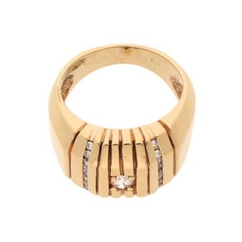 Nacional Monte de Piedad Anillo estilizado con diamantes en oro amarillo 10 kilates. oferta