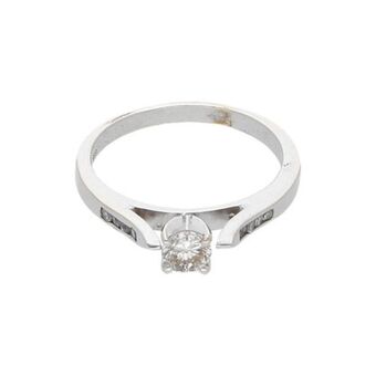 Nacional Monte de Piedad Anillo estilizado con diamantes en oro blanco 14 kilates. oferta