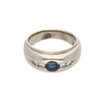 Nacional Monte de Piedad Anillo diseño especial con diamantes y zafiro en oro blanco 16 kilates. oferta