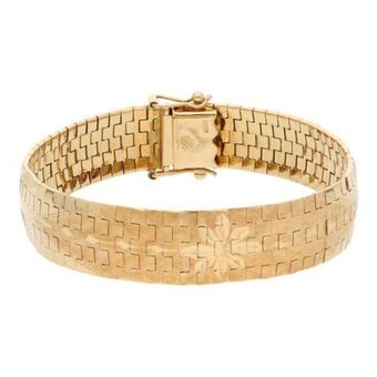 Nacional Monte de Piedad Pulsera eslabón articulado labrada en oro amarillo 18 kilates. oferta