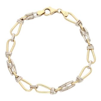 Nacional Monte de Piedad Pulsera eslabón combinado en oro dos tonos 14 kilates. oferta