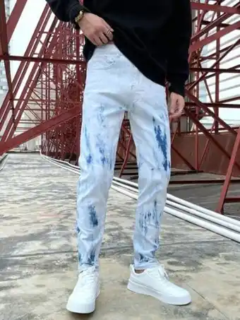 SHEIN Hombres jeans zanahoria con lavado ligero oferta