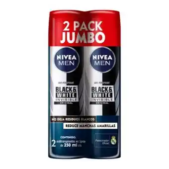 Sam's Club Antitranspirante nivea men black&white invisible 2 pzas de 250 ml c/u oferta