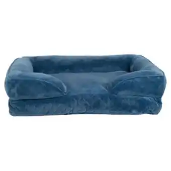 Petco Kenwood & co cama tipo sillón rectangular de terciopelo color azul para perro, mediano oferta