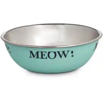 Harmony tazón de acero inoxidable meow decorado turquesa para gato
